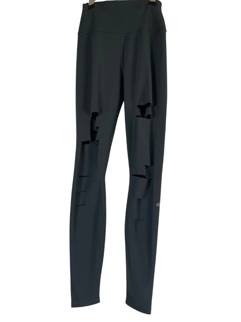 ALO Yoga Warrior Ripped High-Waist Gray Leggings Women XS Activewear Athleisure
